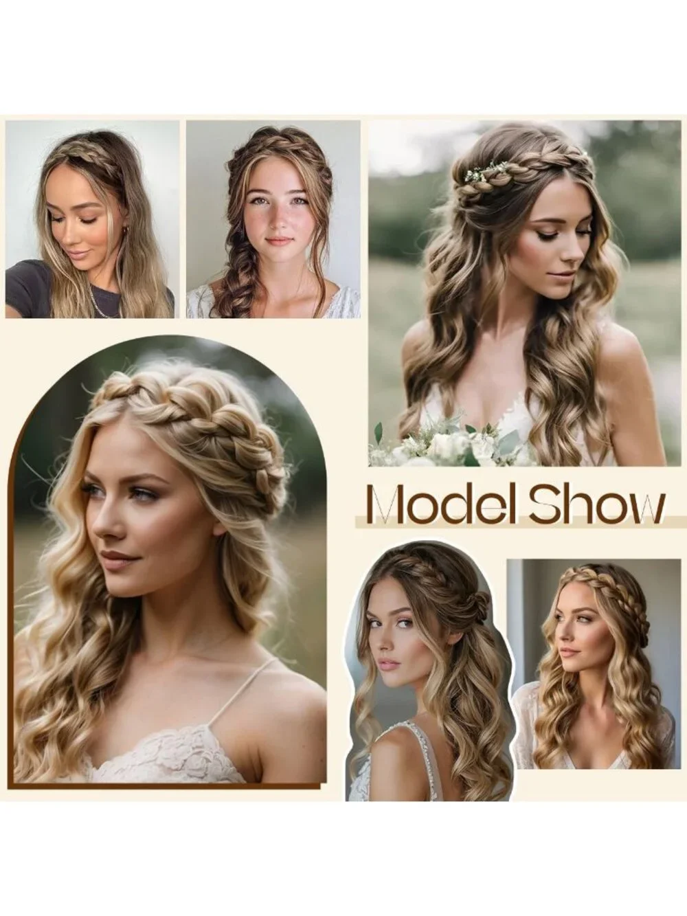 Handmade 2PC Braided Headbands for Women - Elastic Stretch Hair Accessories